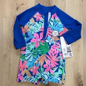 Match Family Kids Tropical Swim One Piece - Blue and Pink